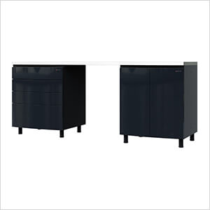 7.5' Premium Karbon Black Garage Cabinet System with Stainless Steel Tops