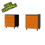 Contur Cabinet 7.5' Premium Traffic Orange Garage Cabinet System with Stainless Steel Tops