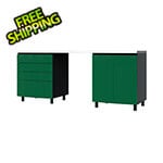 Contur Cabinet 7.5' Premium Racing Green Garage Cabinet System with Stainless Steel Tops