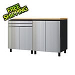 Contur Cabinet 5' Premium Stainless Steel Garage Cabinet System with Butcher Block Tops