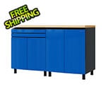 Contur Cabinet 5' Premium Santorini Blue Garage Cabinet System with Butcher Block Tops