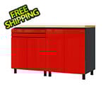 Contur Cabinet 5' Premium Cayenne Red Garage Cabinet System with Butcher Block Tops
