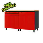 Contur Cabinet 5' Premium Cayenne Red Garage Cabinet System with Butcher Block Tops