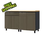 Contur Cabinet 5' Premium Terra Grey Garage Cabinet System with Butcher Block Tops