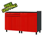 Contur Cabinet 5' Premium Cayenne Red Garage Cabinet System with Stainless Steel Tops