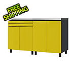 Contur Cabinet 5' Premium Vespa Yellow Garage Cabinet System with Stainless Steel Tops