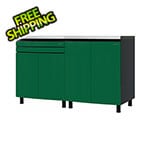 Contur Cabinet 5' Premium Racing Green Garage Cabinet System with Stainless Steel Tops