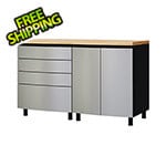 Contur Cabinet 5' Premium Stainless Steel Garage Cabinet System with Butcher Block Tops