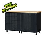 Contur Cabinet 5' Premium Karbon Black Garage Cabinet System with Butcher Block Tops