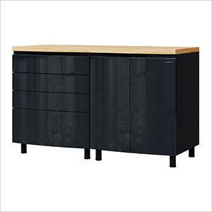 5' Premium Karbon Black Garage Cabinet System with Butcher Block Tops