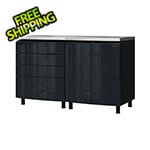 Contur Cabinet 5' Premium Karbon Black Garage Cabinet System with Stainless Steel Tops
