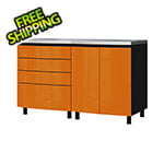 Contur Cabinet 5' Premium Traffic Orange Garage Cabinet System with Stainless Steel Tops