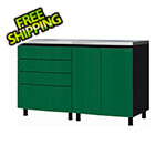 Contur Cabinet 5' Premium Racing Green Garage Cabinet System with Stainless Steel Tops
