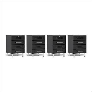 4-Piece 4-Drawer Base Cabinet Kit in Midnight Black Metallic