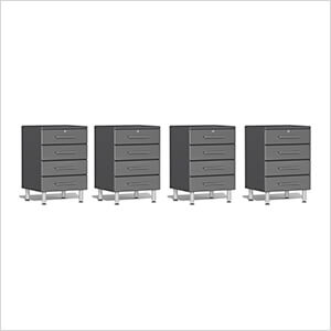 4-Piece 4-Drawer Base Cabinet Kit in Graphite Grey Metallic