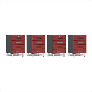 4-Piece 4-Drawer Garage Cabinet Kit in Ruby Red Metallic