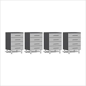 4-Piece 4-Drawer Base Cabinet Kit in Stardust Silver Metallic