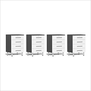 4-Piece 4-Drawer Base Cabinet Kit in Starfire White Metallic