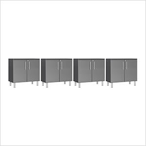 4-Piece 2-Door Oversized Base Cabinet Kit in Graphite Grey Metallic