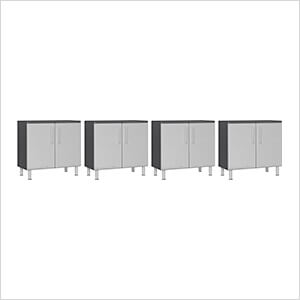 4-Piece 2-Door Oversized Base Cabinet Kit in Stardust Silver Metallic
