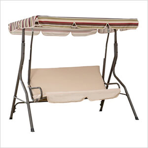 2-Seat Steel Patio Swing Chair with Tilt Canopy