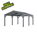 Sunjoy Group 14 x 20 Steel Frame Gable Roof Metal Carport / Gazebo with 2 Ceiling Hooks