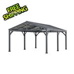 Sunjoy 14 x 20 Steel Frame Gable Roof Metal Carport / Gazebo with 2 Ceiling Hooks