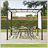 10 x 10 Modern Metal Pergola Kit with White Adjustable Canopy