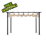 Sunjoy 9 x 12 Steel Frame Pergola Kit with Retractable Beige Canopy Shade