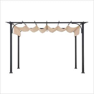 9 x 12 Steel Frame Pergola Kit with Retractable Beige Canopy Shade
