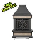Sunjoy Group 57-Inch Steel Wood Burning Fireplace with Fire Poker