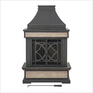 57-Inch Steel Wood Burning Fireplace with Fire Poker