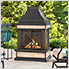 57-Inch Steel Wood Burning Fireplace with Fire Poker