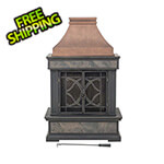 Sunjoy Group 57-Inch Steel Wood Burning Fireplace with Fire Poker