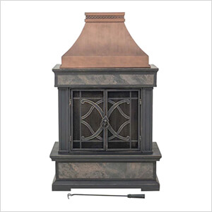 57-Inch Steel Wood Burning Fireplace with Fire Poker