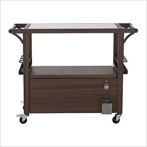 80-Quart Rolling Bar Cart Cooler with Marble Countertop