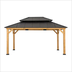 12 x 16 Wooden 2-Tier Hardtop Gazebo with Ceiling Hook