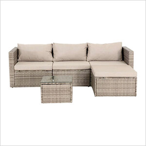 5-Piece Wicker Patio Sectional Furniture Set with Sunbrella Cushions