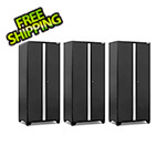 NewAge Garage Cabinets 3 x PRO Series Black Multi-Use Lockers