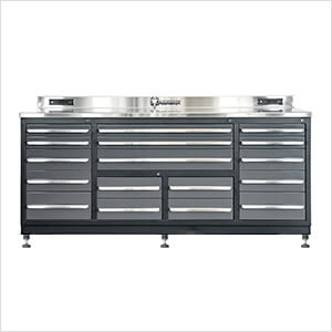 17-Drawer 7-Foot Heavy Duty Garage Workbench with Leveling Feet