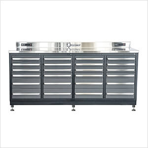 24-Drawer 7-Foot Heavy Duty Garage Workbench with Leveling Feet