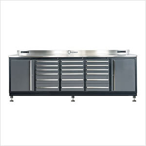 18-Drawer 9-Foot 4-1/4-Inch Heavy Duty Garage Workbench with Leveling Feet