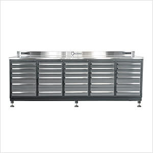 30-Drawer 9-Foot 4-1/4-Inch Heavy Duty Garage Workbench with Leveling Feet