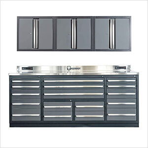 17-Drawer 7-Foot Heavy Duty Garage Workbench with Wall Cabinets