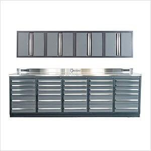 30-Drawer 9-Foot 4-1/4-Inch Heavy Duty Garage Workbench with Wall Cabinets