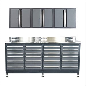 24-Drawer 7-Foot HD Workbench with Leveling Feet and Wall Cabinets