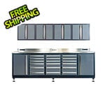 Dragonfire Tools 18-Drawer 9-Foot 4-1/4-Inch HD Workbench with Leveling Feet and Wall Cabinets