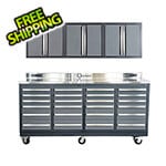 Dragonfire Tools 24-Drawer 7-Foot Heavy Duty Workbench with Casters and Wall Cabinets