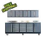 Dragonfire Tools 24-Drawer 9-Foot 4-1/4-Inch HD Workbench with Casters and Wall Cabinets