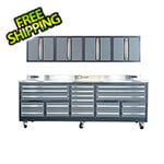 Dragonfire Tools 20-Drawer 9-Foot 4-1/4-Inch HD Workbench with Casters and Wall Cabinets